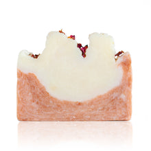 Load image into Gallery viewer, A customer favourite! If you stop and smell the roses then you'll know that there's little better than the scent of wild rose. Combined with the creamy lather of our olive oil soap base and with added french pink clay. Handmade, natural, vegan, olive oil soap. Made on Vancouver Island in BC, Canada.