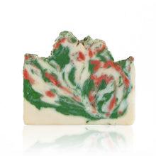 Load image into Gallery viewer, Christmas in a nutshell. The sweet and spicy warmth of this bar will have you feeling festive in no time. Handmade, natural, vegan, olive oil soap. Made on Vancouver Island in BC, Canada.