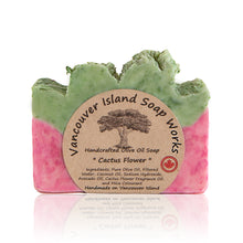 Load image into Gallery viewer, Cactus Flower is not your typical floral, this unique, delicate scent has layers of citrus and berries too. Handmade, natural, vegan, olive oil soap. Made on Vancouver Island in BC, Canada.
