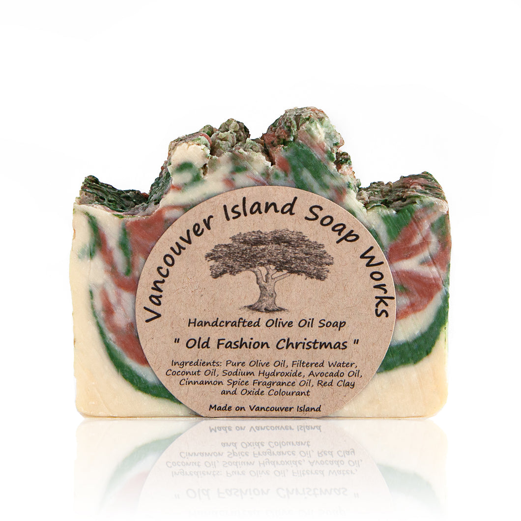 Christmas in a nutshell. The sweet and spicy warmth of this bar will have you feeling festive in no time. Handmade, natural, vegan, olive oil soap. Made on Vancouver Island in BC, Canada.