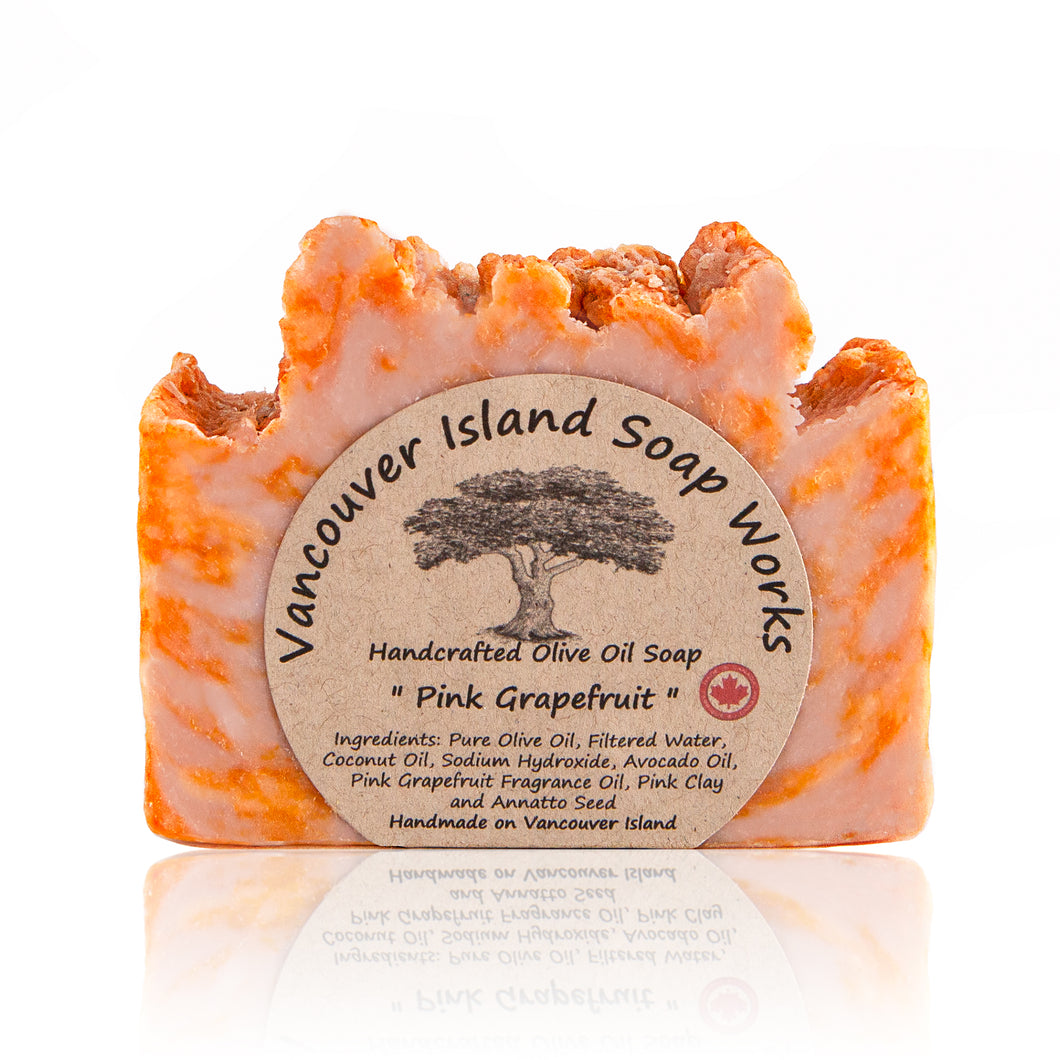 This beautiful bar will wake you up & put some pep in your step. Pink Grapefruit is exceptionally energizing, mood balancing and stress relieving. Add that to its supreme cleansing qualities and this is the ideal soap for morning bathers. Handmade, natural, vegan, olive oil soap. Made on Vancouver Island in BC, Canada.