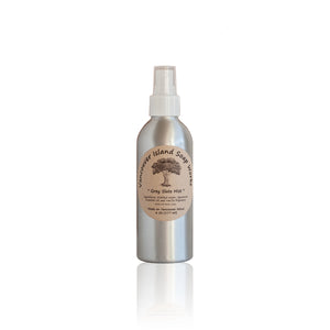 Scented with our bestselling Grey Slate aroma, this fresh and masculine smell is a staff favourite. Natural room spray scented with essential oils. Made on Vancouver Island in BC, Canada.